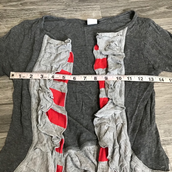 DayTrip Grey Red Stripes Cardigan; size small - Picture 4 of 6